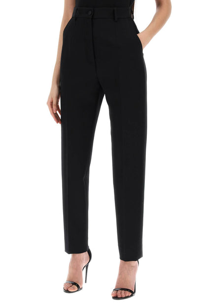 Wool Gabardine Cigarette Pants.  - Black