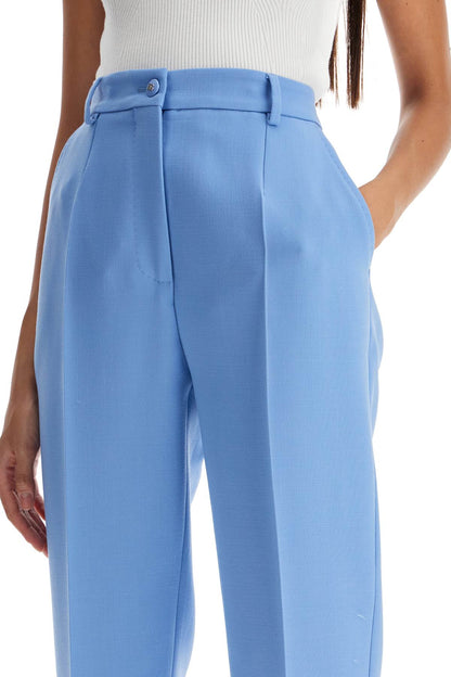 Wool Crepe Trousers For Women  - Light Blue