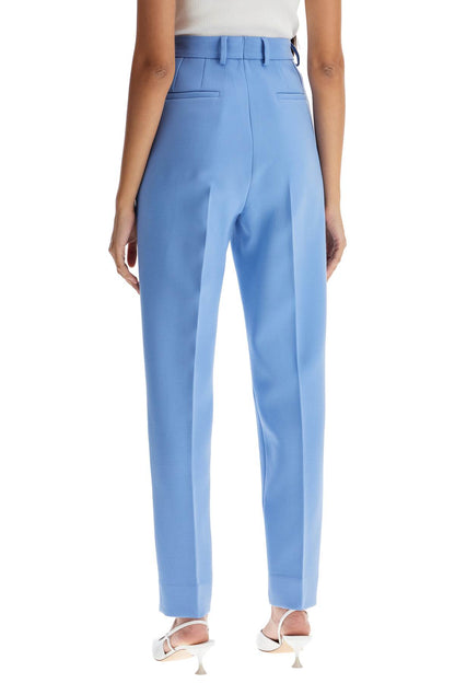 Wool Crepe Trousers For Women  - Light Blue