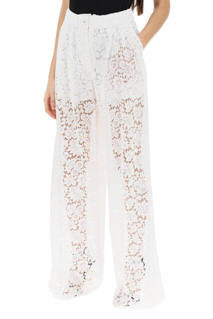 Pajama Pants In Cordonnet Lace  - White