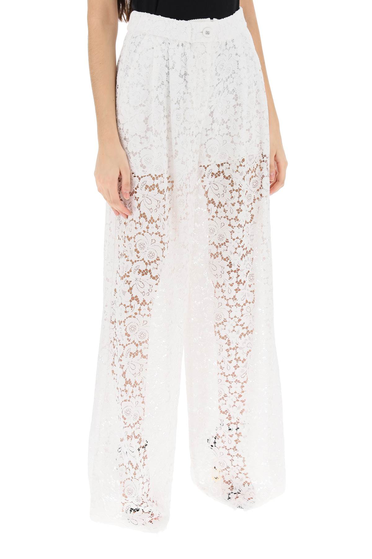 Pajama Pants In Cordonnet Lace  - White