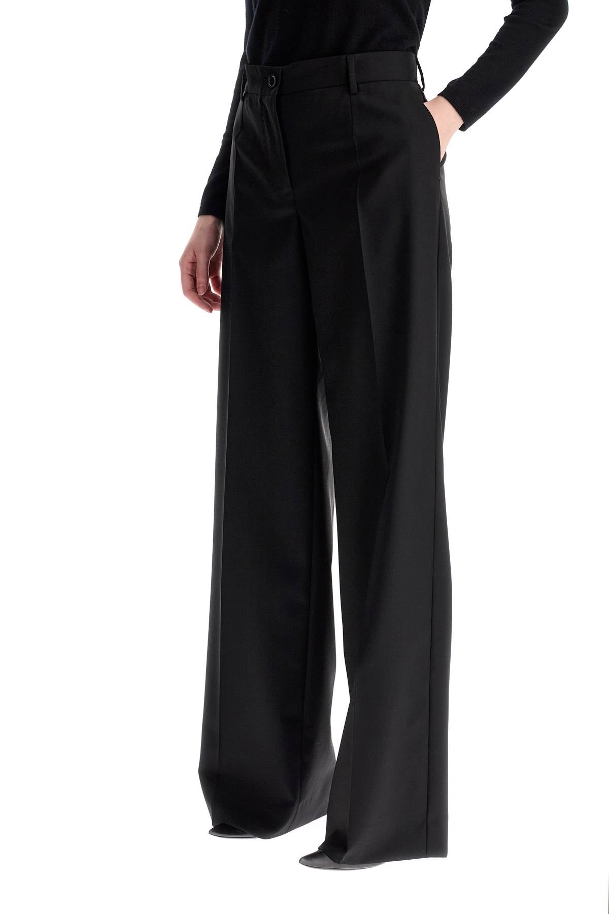 Woolen Flare Pants In  - Black