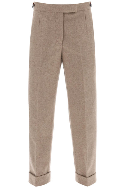 Cropped Wool-flannel Pants  - Beige