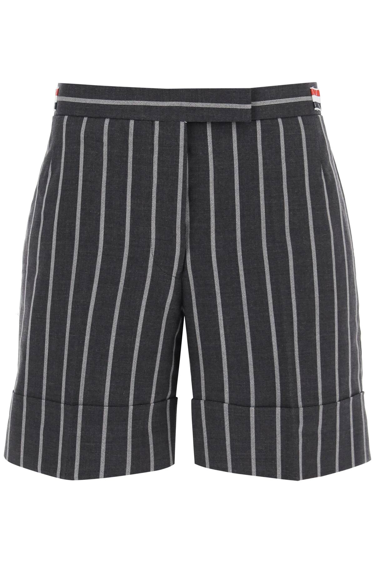 Striped Tailoring Shorts  - Grey