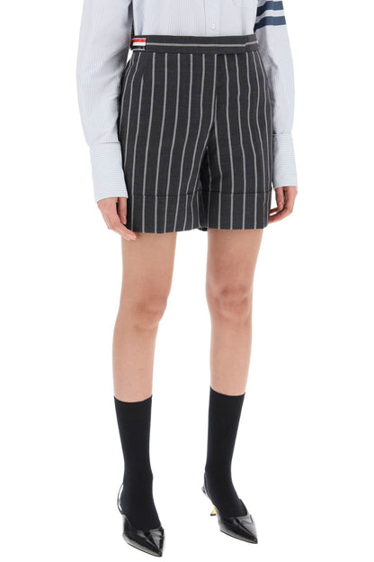 Striped Tailoring Shorts  - Grey