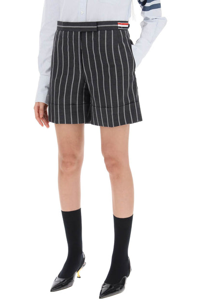 Striped Tailoring Shorts  - Grey