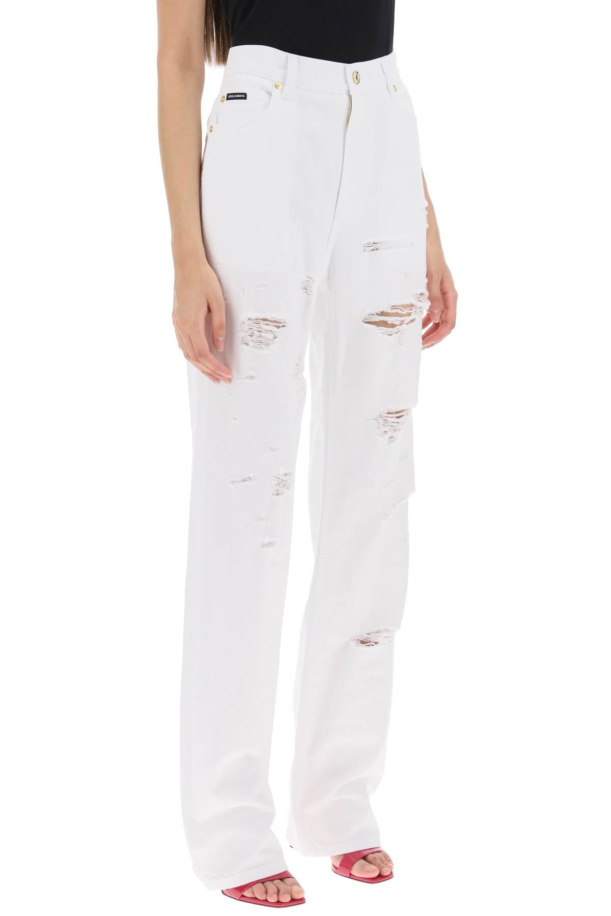 Destroyed-effect Jeans  - Bianco