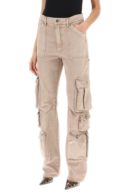 Cargo Jeans In Lived-in Denim  - Beige