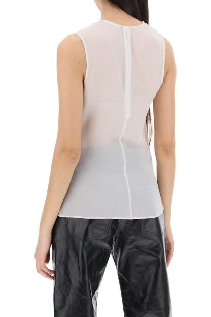 Sleeveless Silk Top In  - White