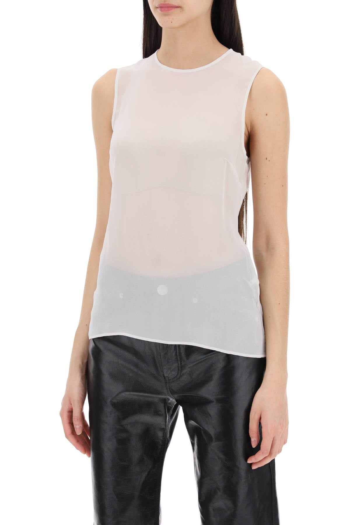 Sleeveless Silk Top In  - White