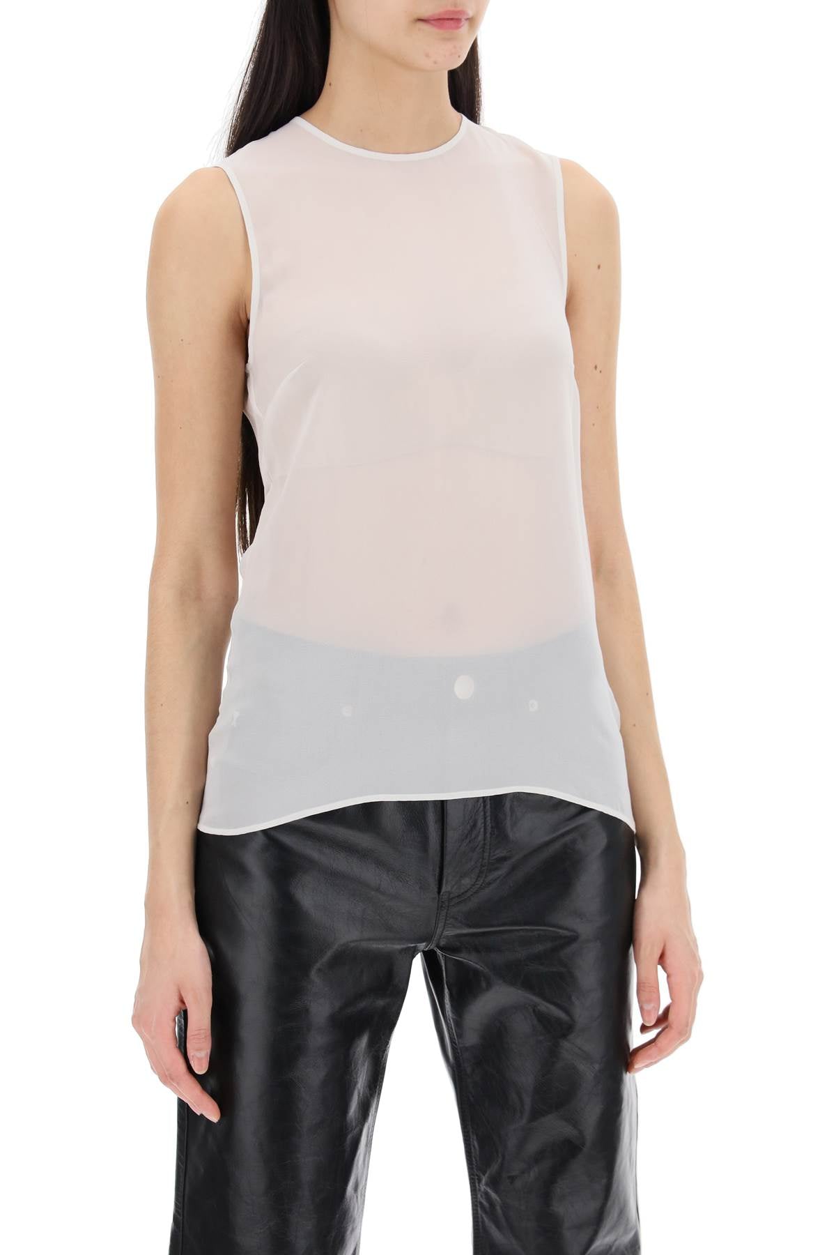 Sleeveless Silk Top In  - White