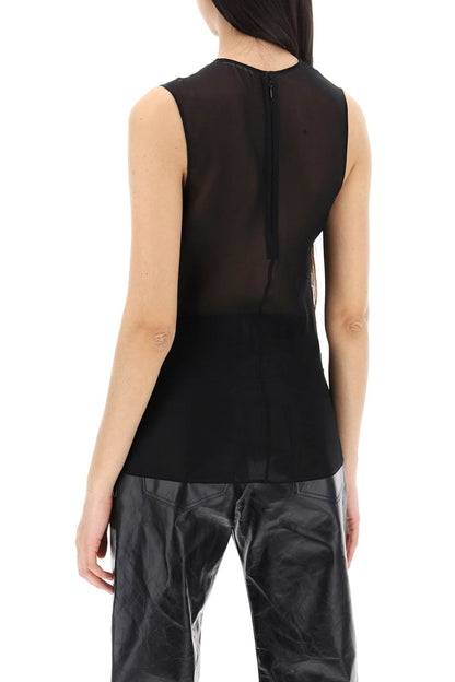 Sleeveless Silk Top In  - Black