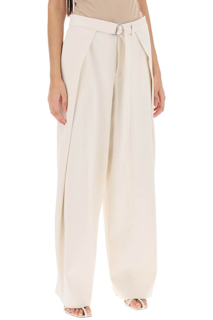 Wide Fit Pants With Floating Panels  - Bianco