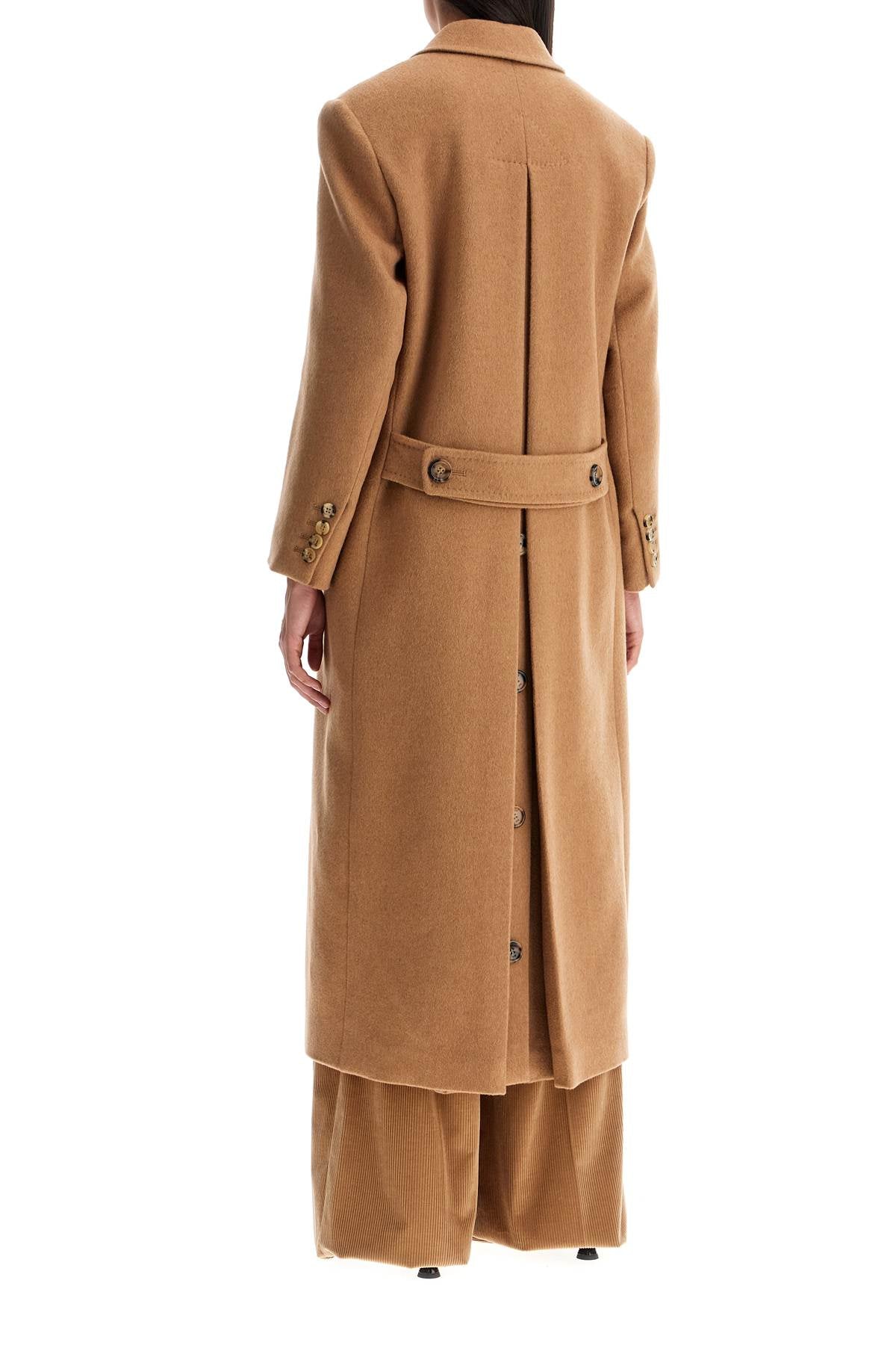 Camel Double-breasted Coat  - Brown