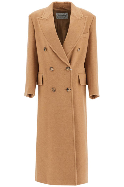 Camel Double-breasted Coat  - Brown