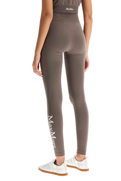 'fire' Sport Leggings With Logo Print  - Brown