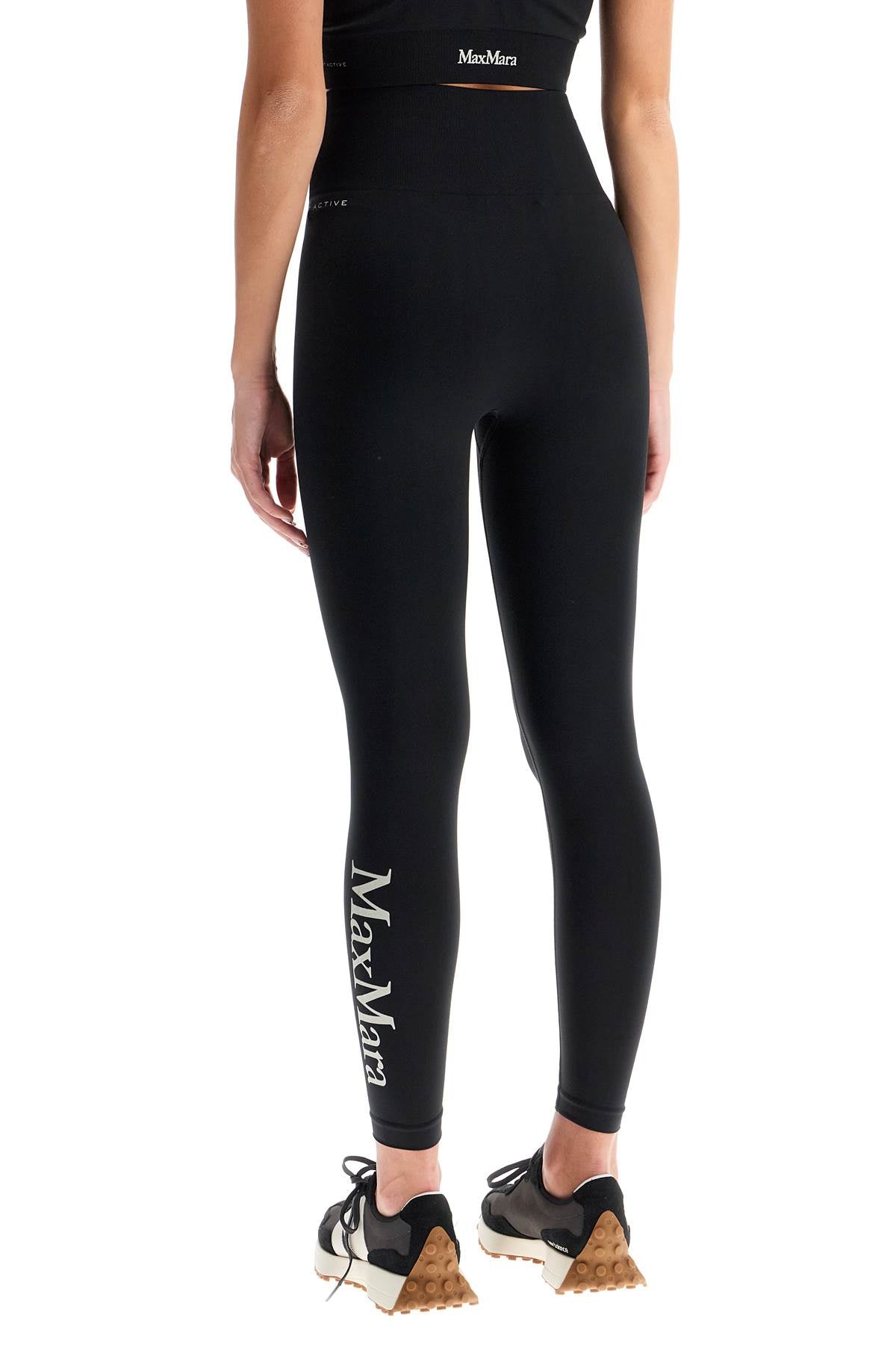 'fire' Sport Leggings With Logo Print  - Brown