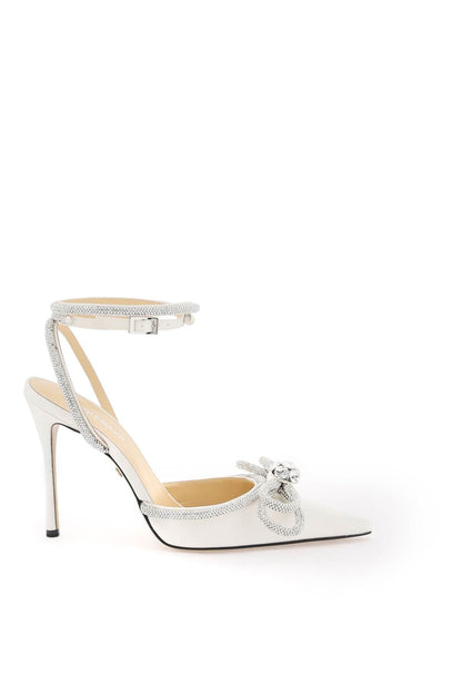 Satin Pumps With Crystals  - White