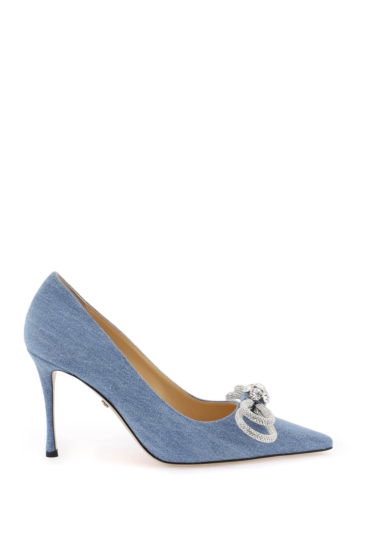 Denim Pumps With Crystals  - Blue