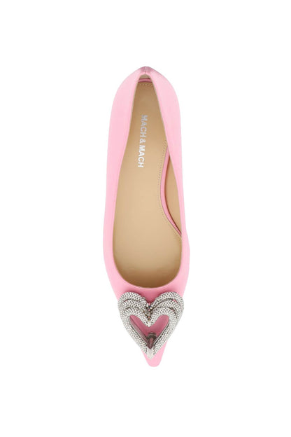 Satin Ballet Flats With Crystals  - Rosa