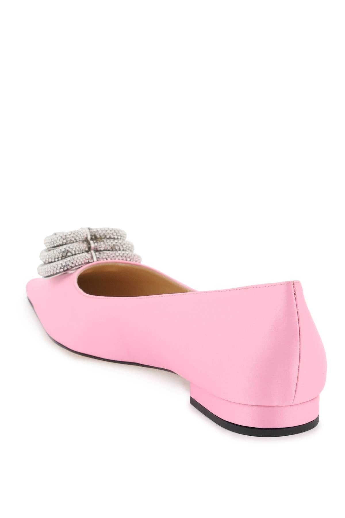 Satin Ballet Flats With Crystals  - Rosa