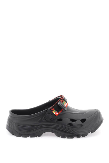 Rubber Clogs With Multicolored Strap  - Nero