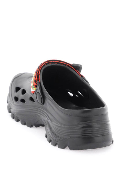 Rubber Clogs With Multicolored Strap  - Nero