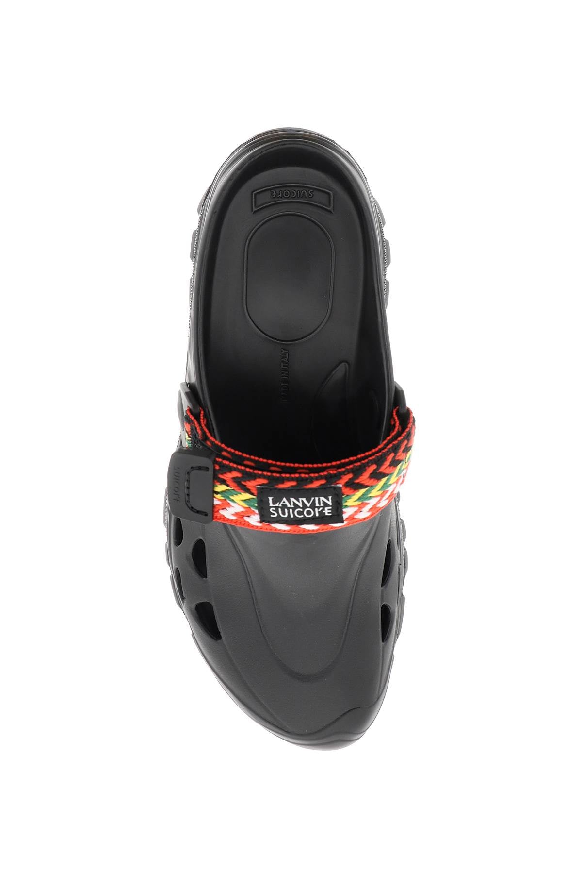 Rubber Clogs With Multicolored Strap  - Nero