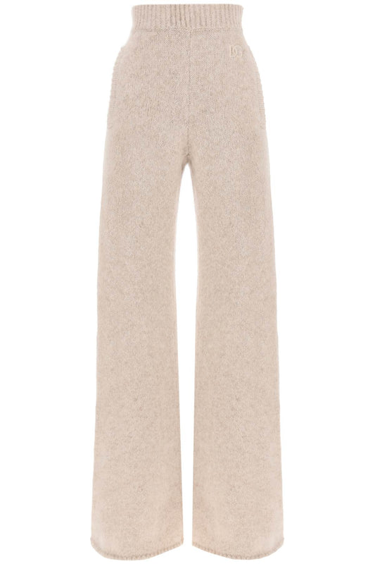 Llama Knit Flared Pants  - Beige