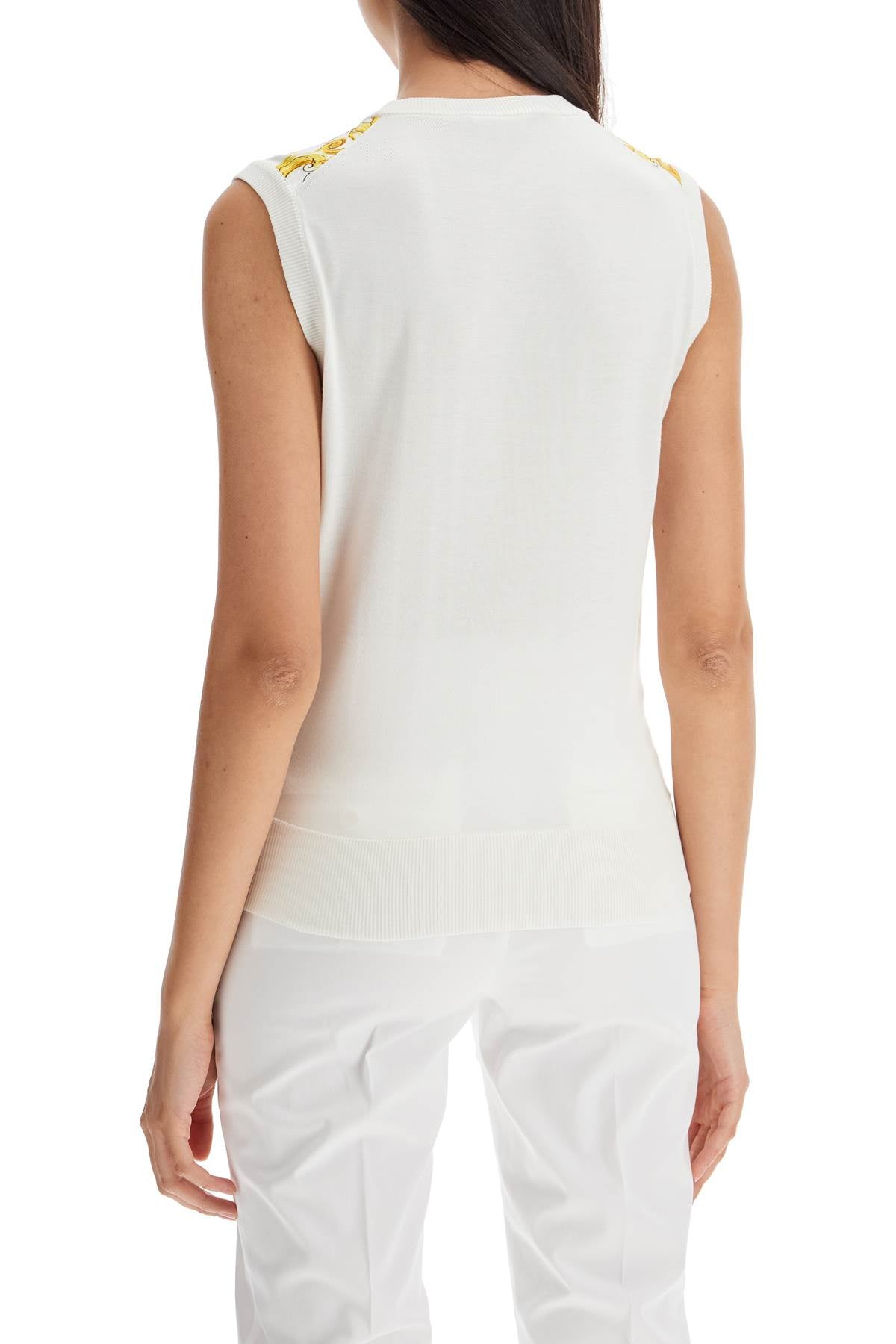 "silk Sleeveless Top With Mai  - White