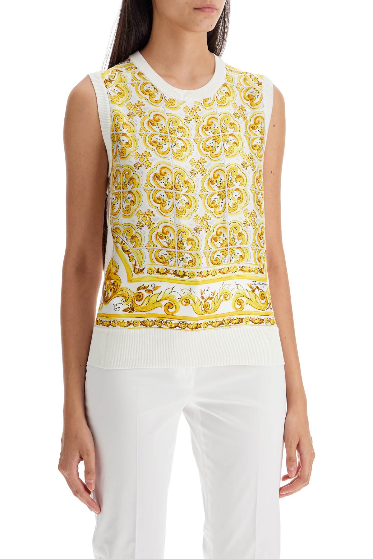 "silk Sleeveless Top With Mai  - White