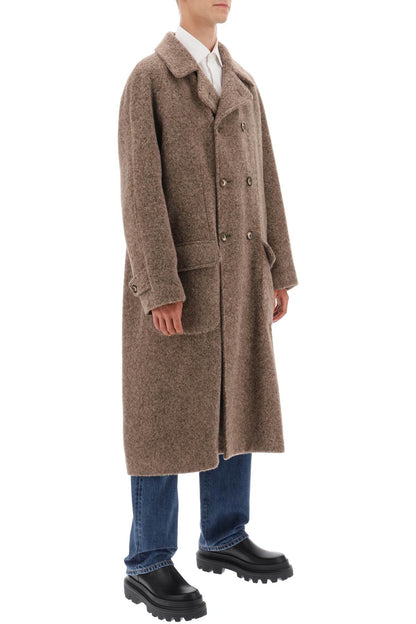 Melange Alpaca Double-breasted Coat  - Beige