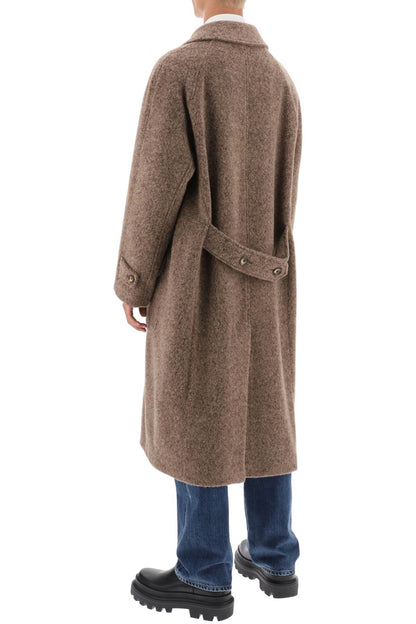 Melange Alpaca Double-breasted Coat  - Beige