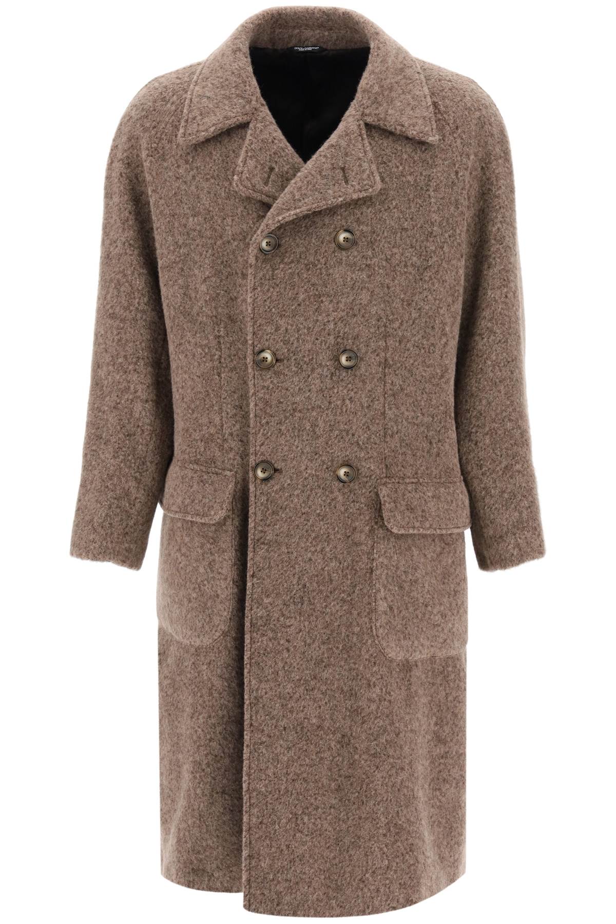 Melange Alpaca Double-breasted Coat  - Beige