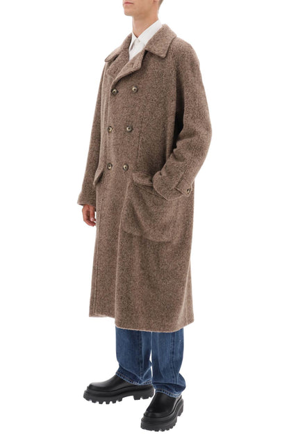 Melange Alpaca Double-breasted Coat  - Beige