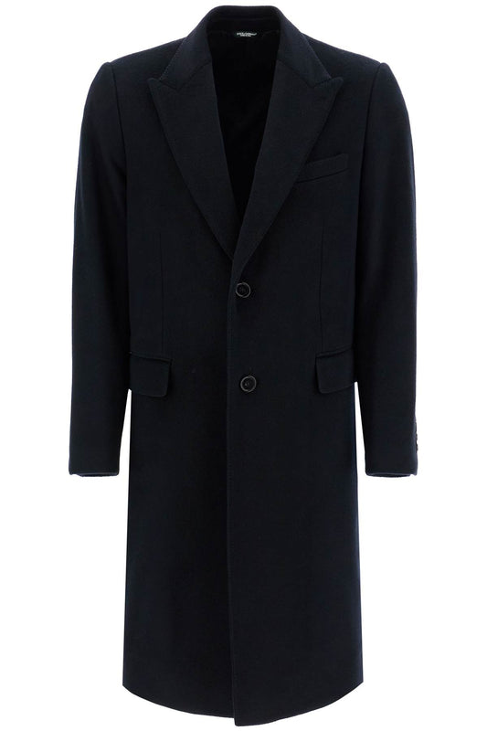 Single-breasted Cashmere Coat  - Blue