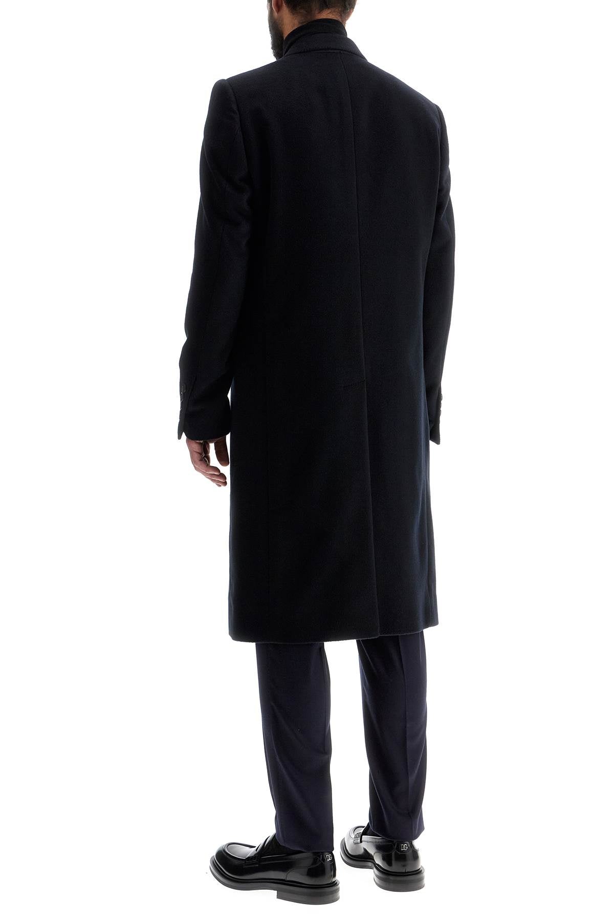 Single-breasted Cashmere Coat  - Blue