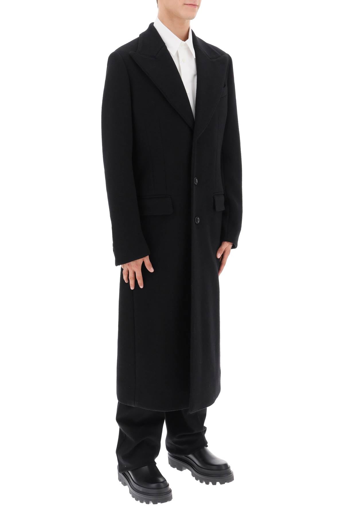 Techno-wool Deconstructed Coat  - Nero