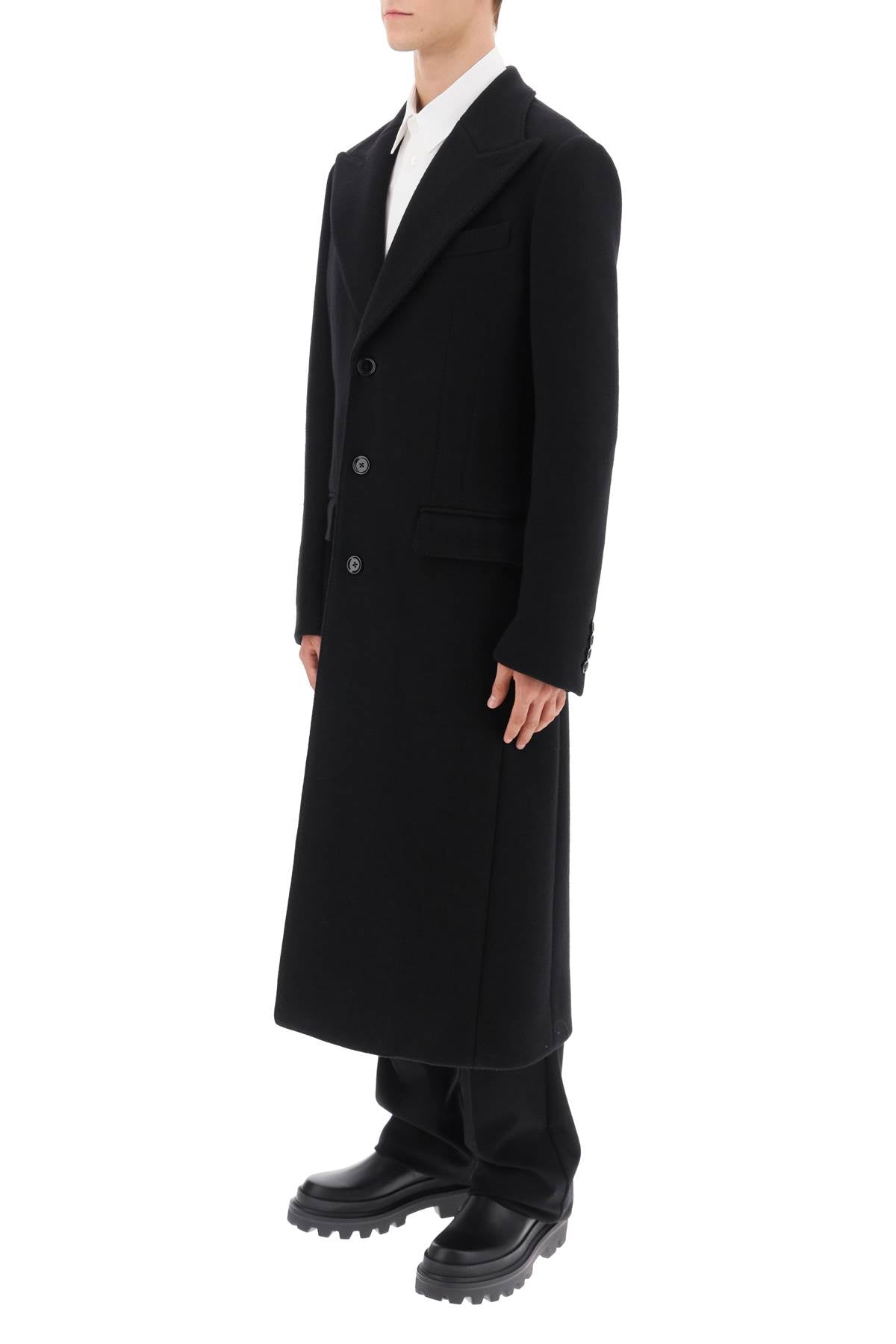 Techno-wool Deconstructed Coat  - Nero