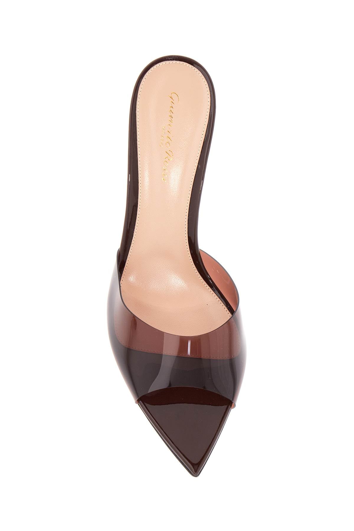 Brown Glossy Tpu Sandals With Stiletto Heel  - Brown