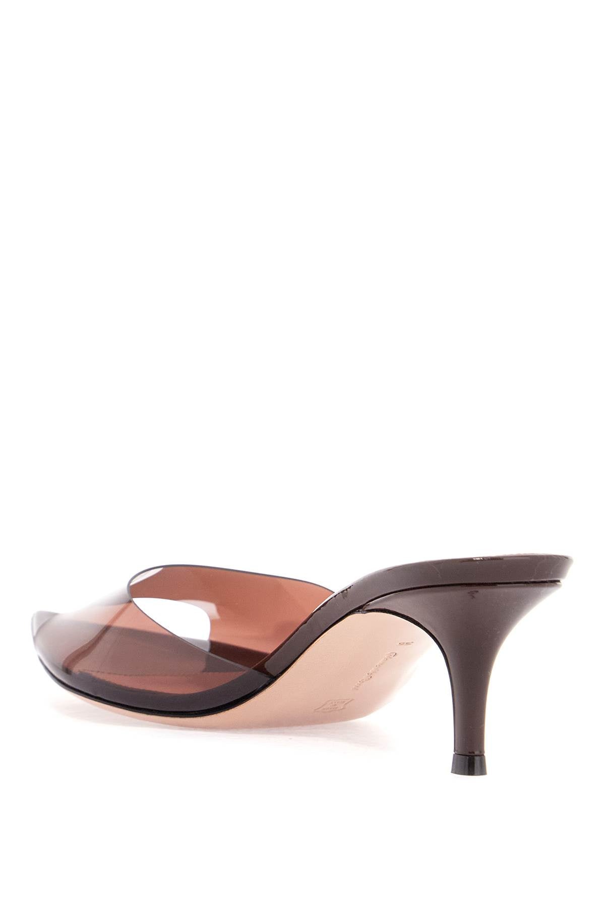 Brown Glossy Tpu Sandals With Stiletto Heel  - Brown