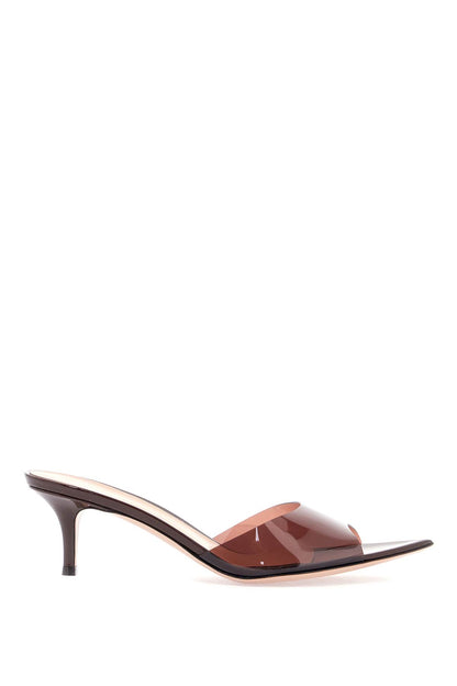 Brown Glossy Tpu Sandals With Stiletto Heel  - Brown