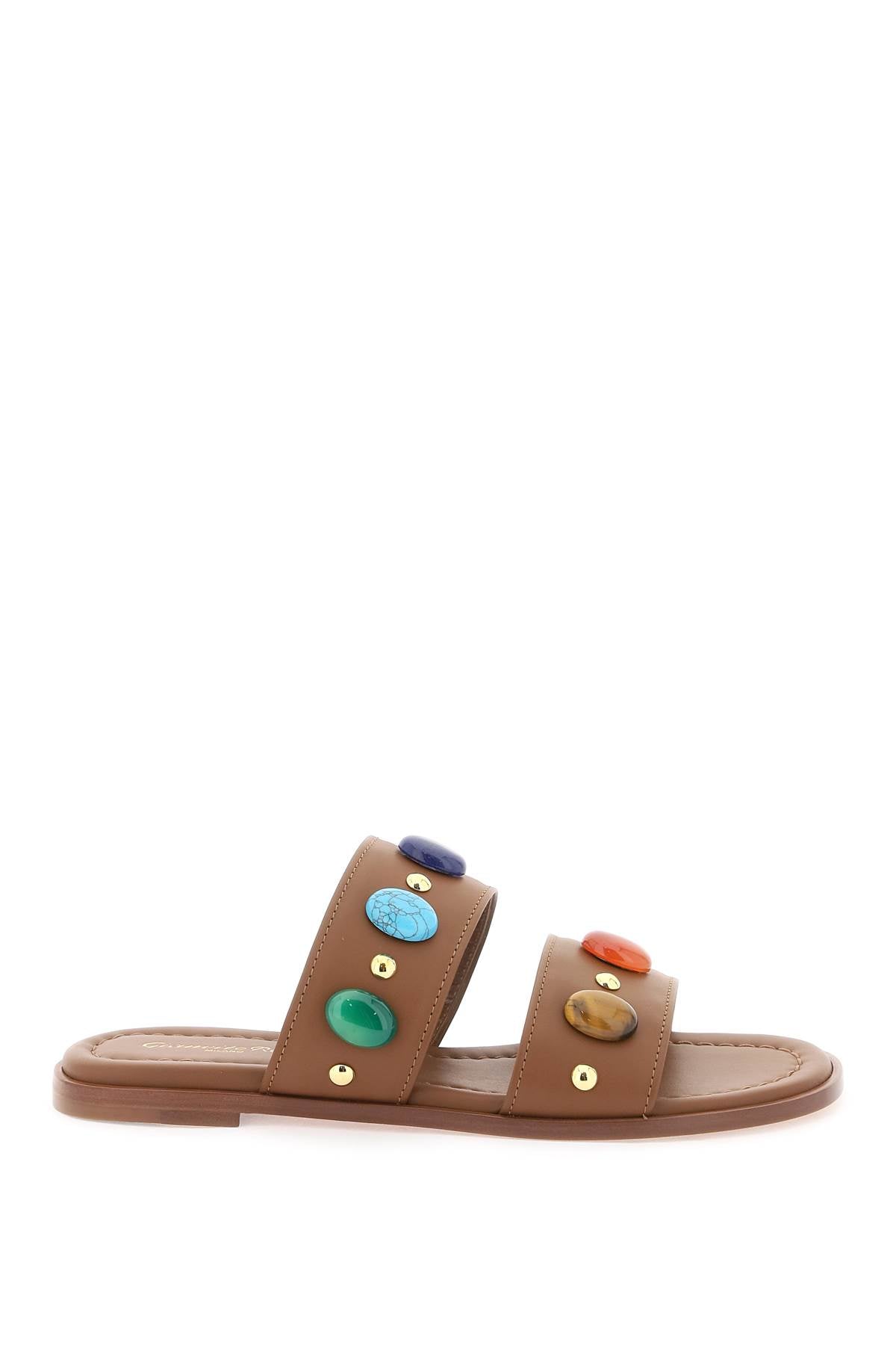 "slides With Natural Stone Embell  - Brown