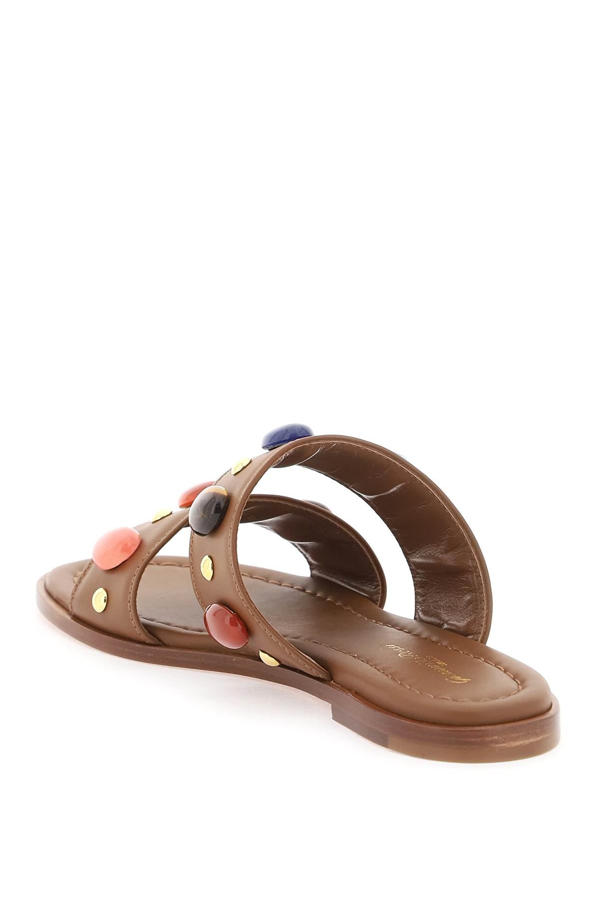 "slides With Natural Stone Embell  - Brown