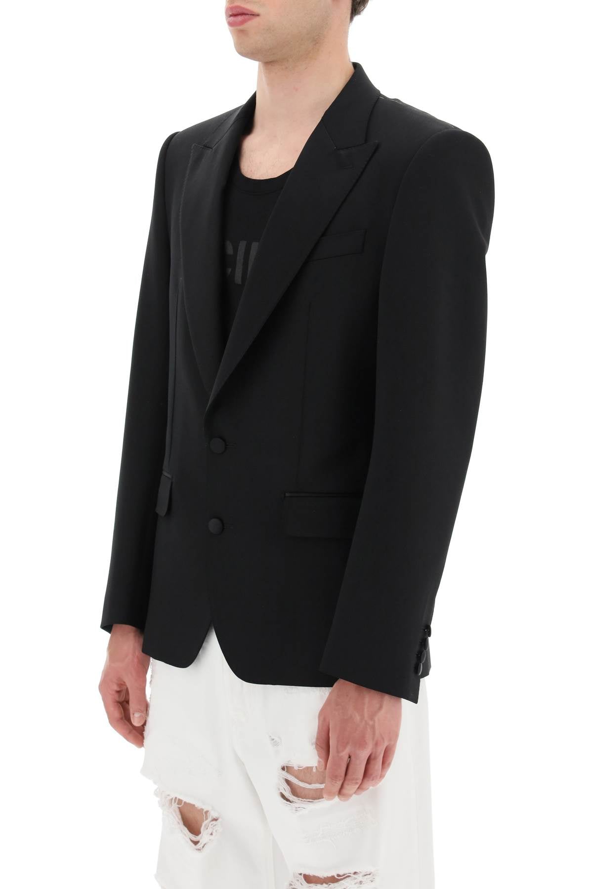 Single-breasted Tuxedo Jacket  - Nero