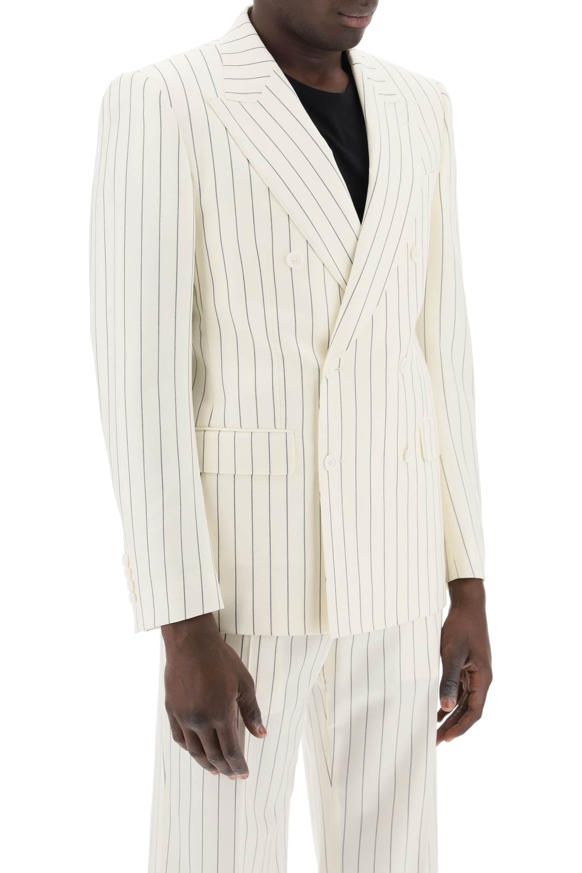 Double-breasted Pinstripe  - White