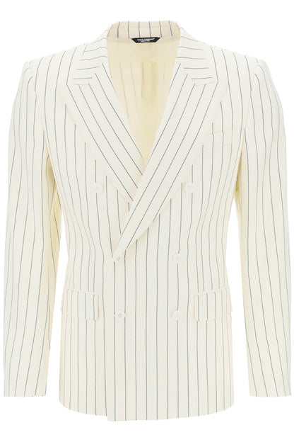 Double-breasted Pinstripe  - White