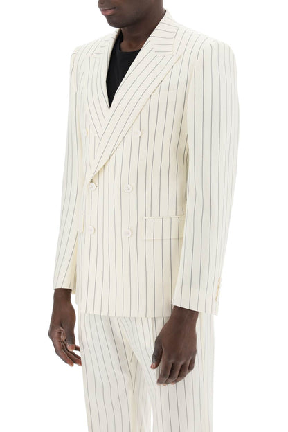 Double-breasted Pinstripe  - White