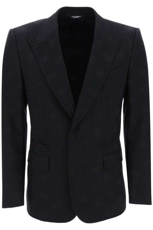 Sicilia Single-breasted Monogram Jacket  - Nero