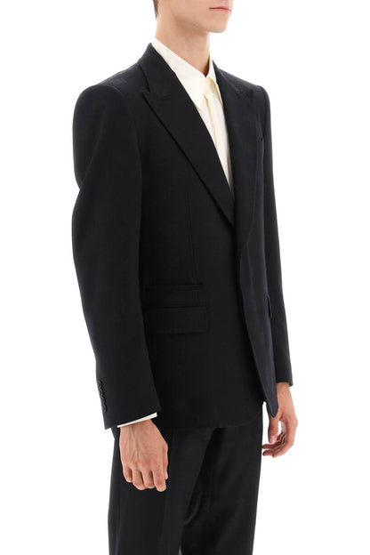 Sicilia Single-breasted Monogram Jacket  - Nero